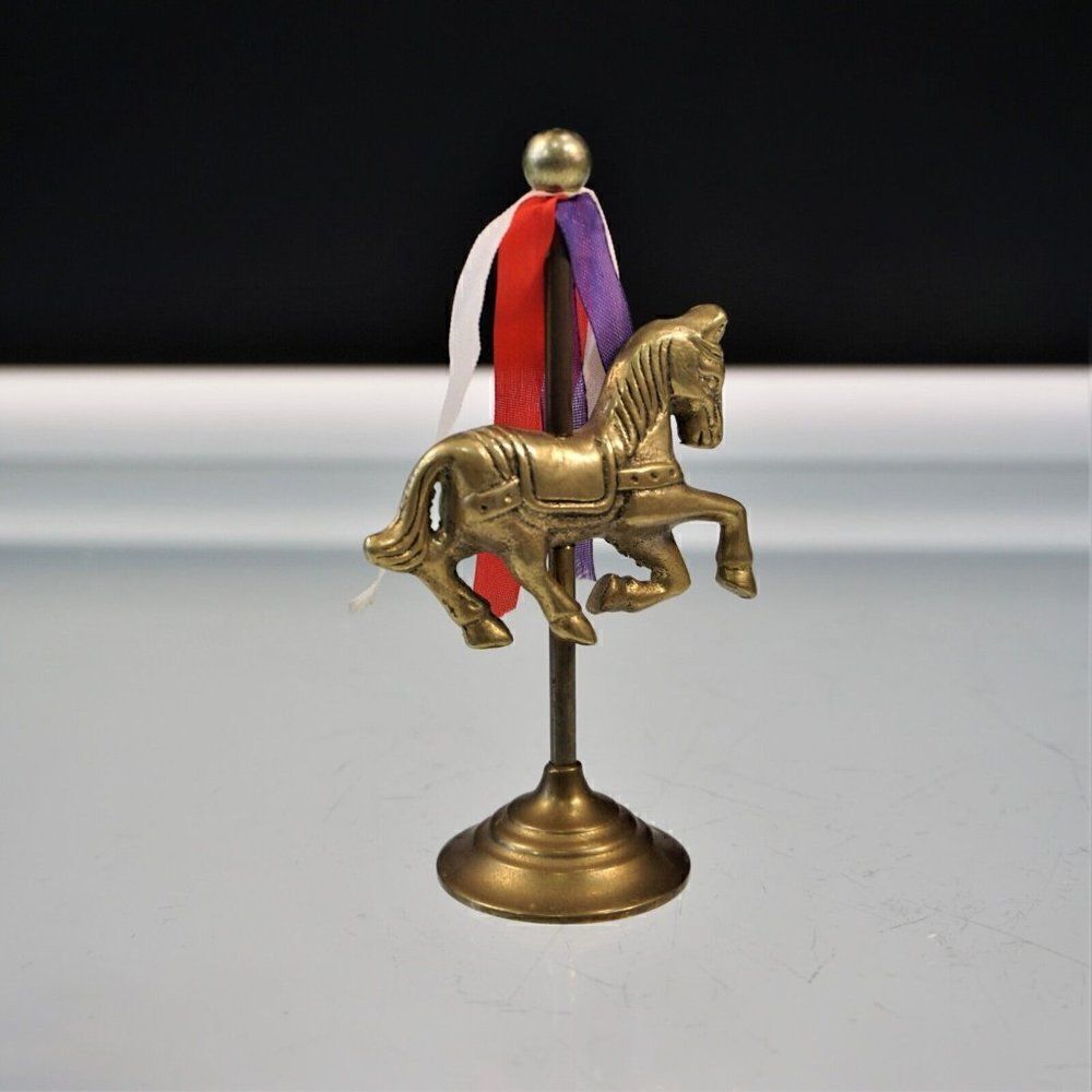 Vintage Brass Carousel Horse Ribbon Top